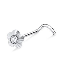 Stone Flower Shaped Curved Nose Stud NSKB-20